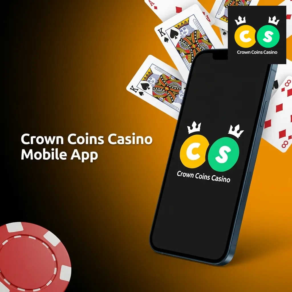 Crown Coins Casino mobile browser interface optimized for iOS and Android devices showing casino and sportsbook features