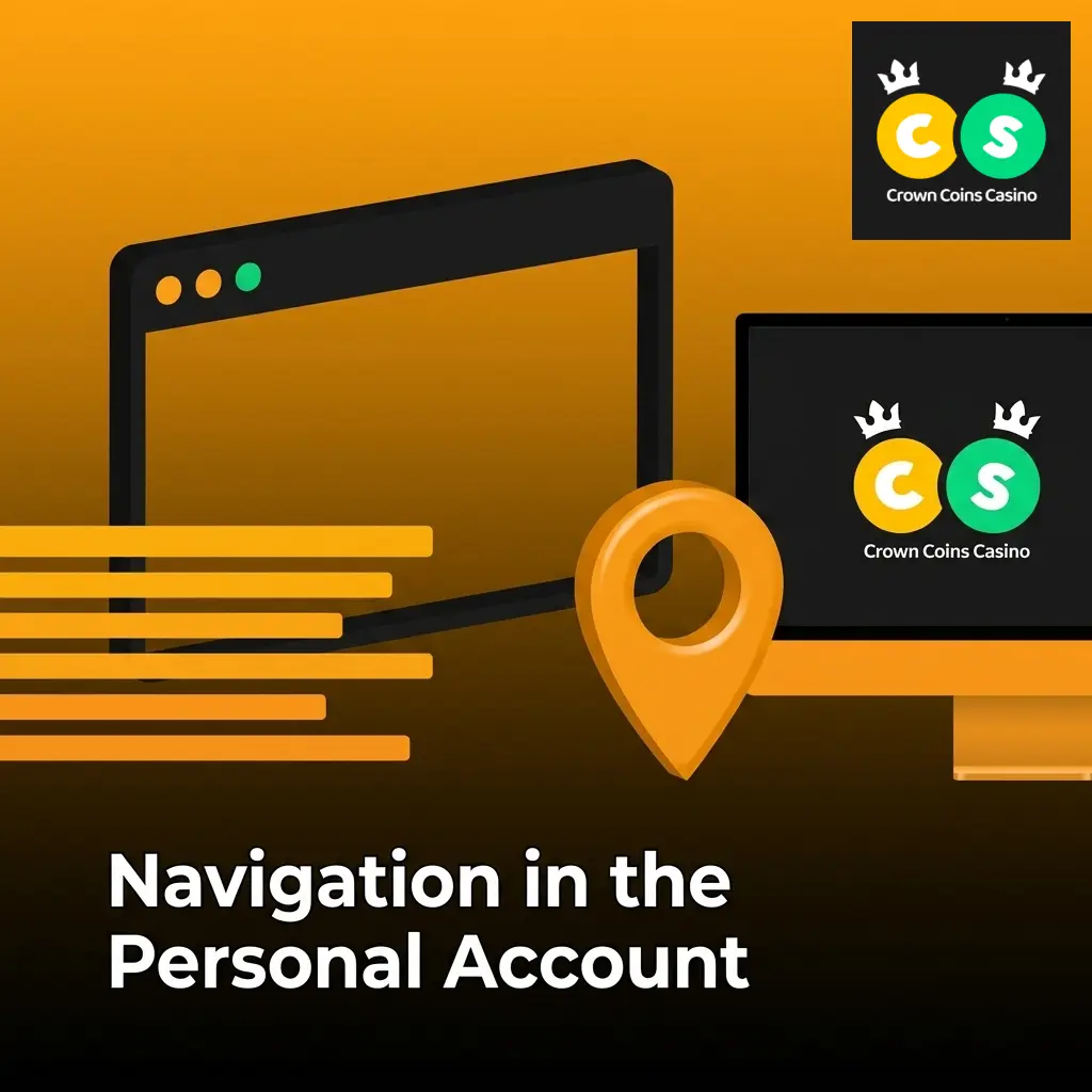 Crown Coins Casino account dashboard showing navigation panel with balances, purchase options, and account settings
