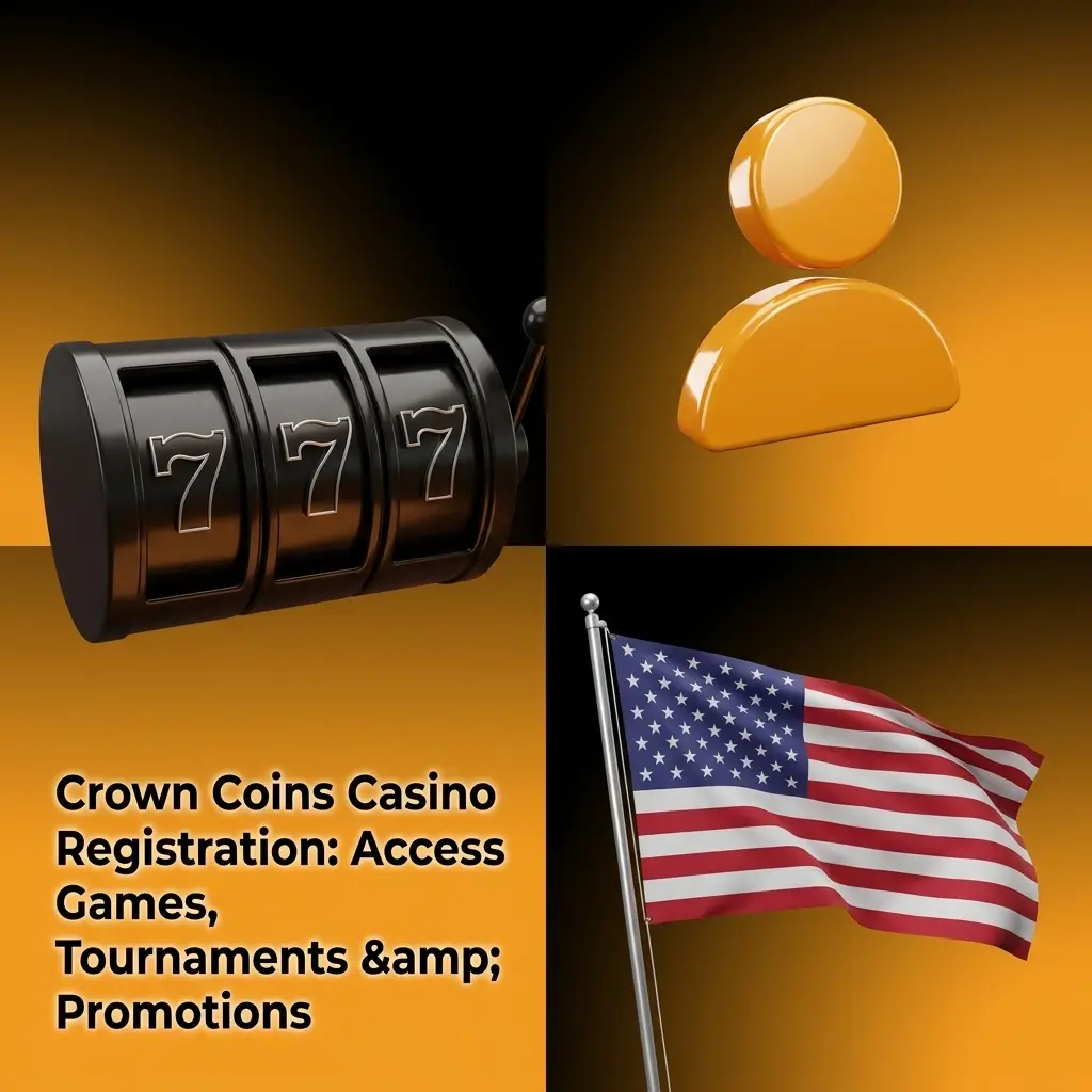 Crown Coins Casino registration page showing sign-up form to access games, tournaments, and promotions with welcome bonus offer