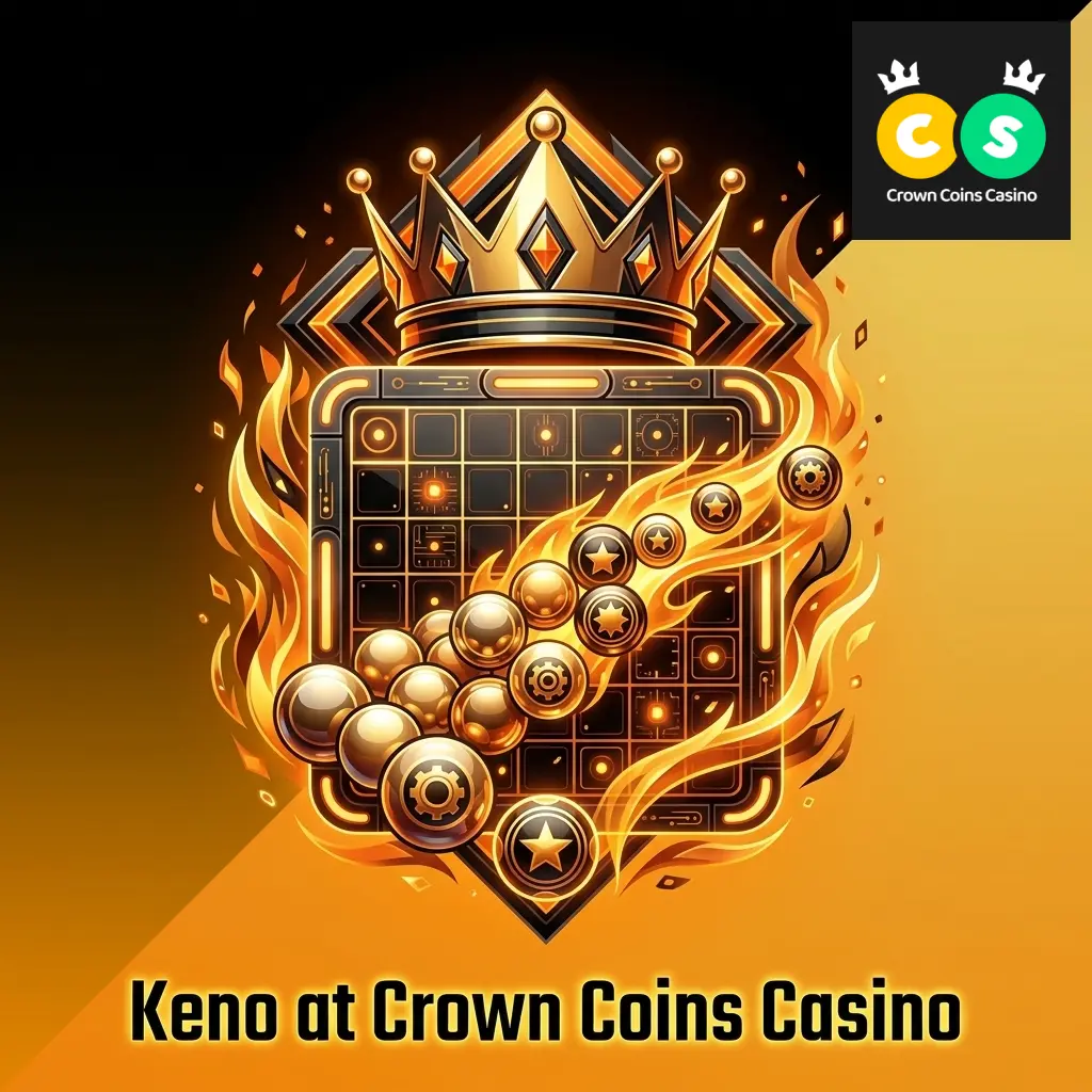 Classic Keno lottery-style game at Crown Coins Casino showing number grid selection with top titles from Pragmatic Play and BGaming