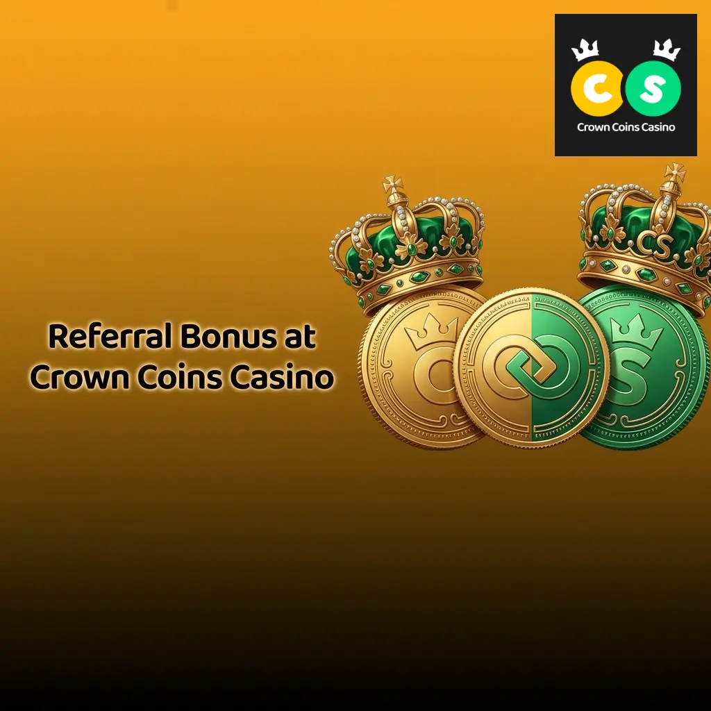 Crown Coins Casino referral bonus rewarding players who invite friends to register for Crown Coins or Sweeps Coins rewards